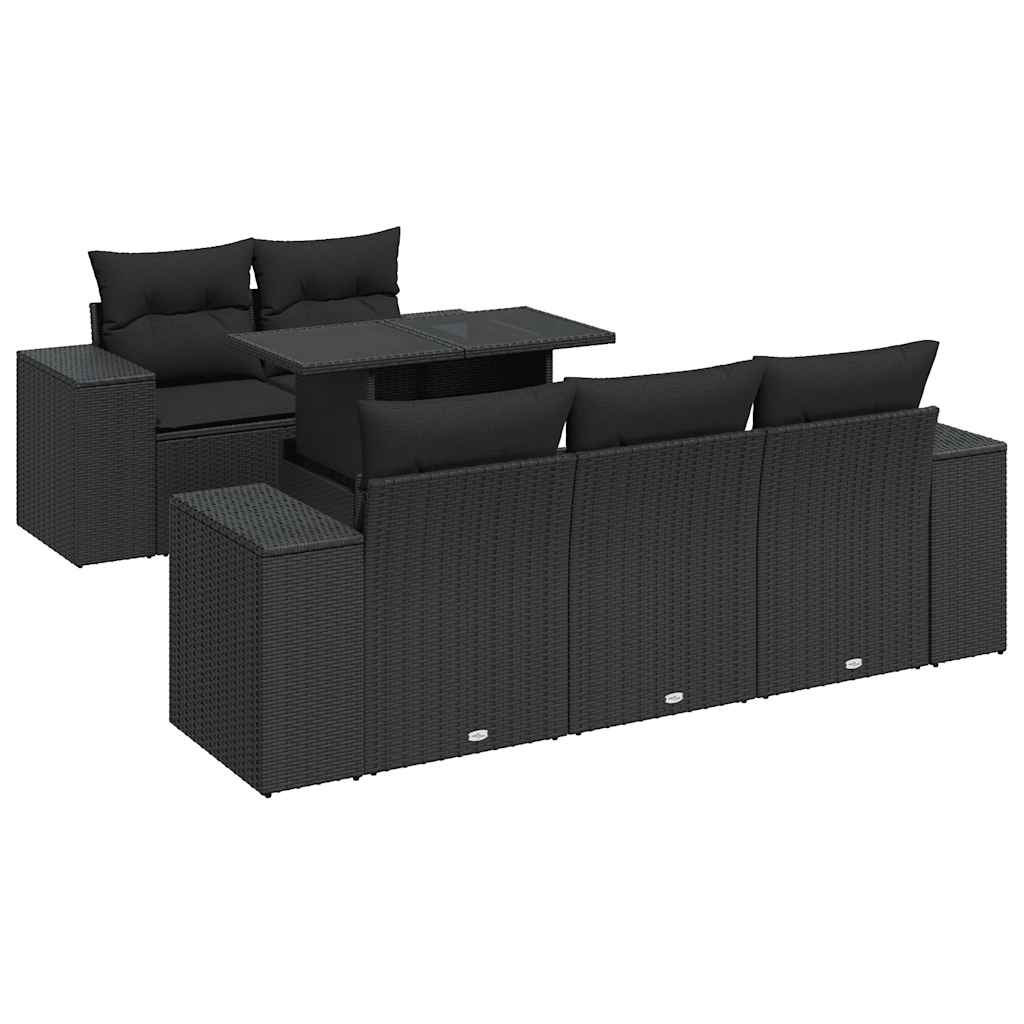 Thumbnail - vidaXL 6-tlg. Garten-Sofagarnitur mit Kissen Schwarz Poly Rattan