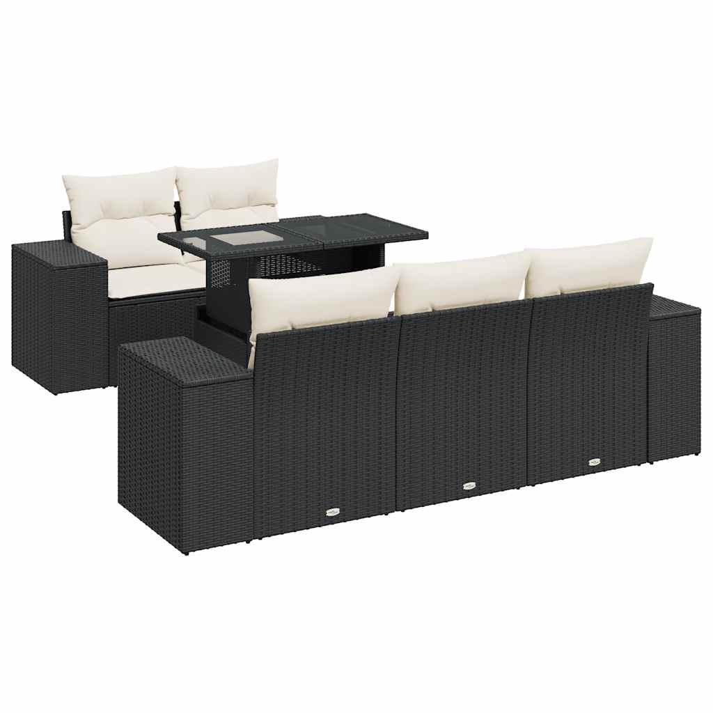 Thumbnail - vidaXL 6-tlg. Garten-Sofagarnitur mit Kissen Schwarz Poly Rattan