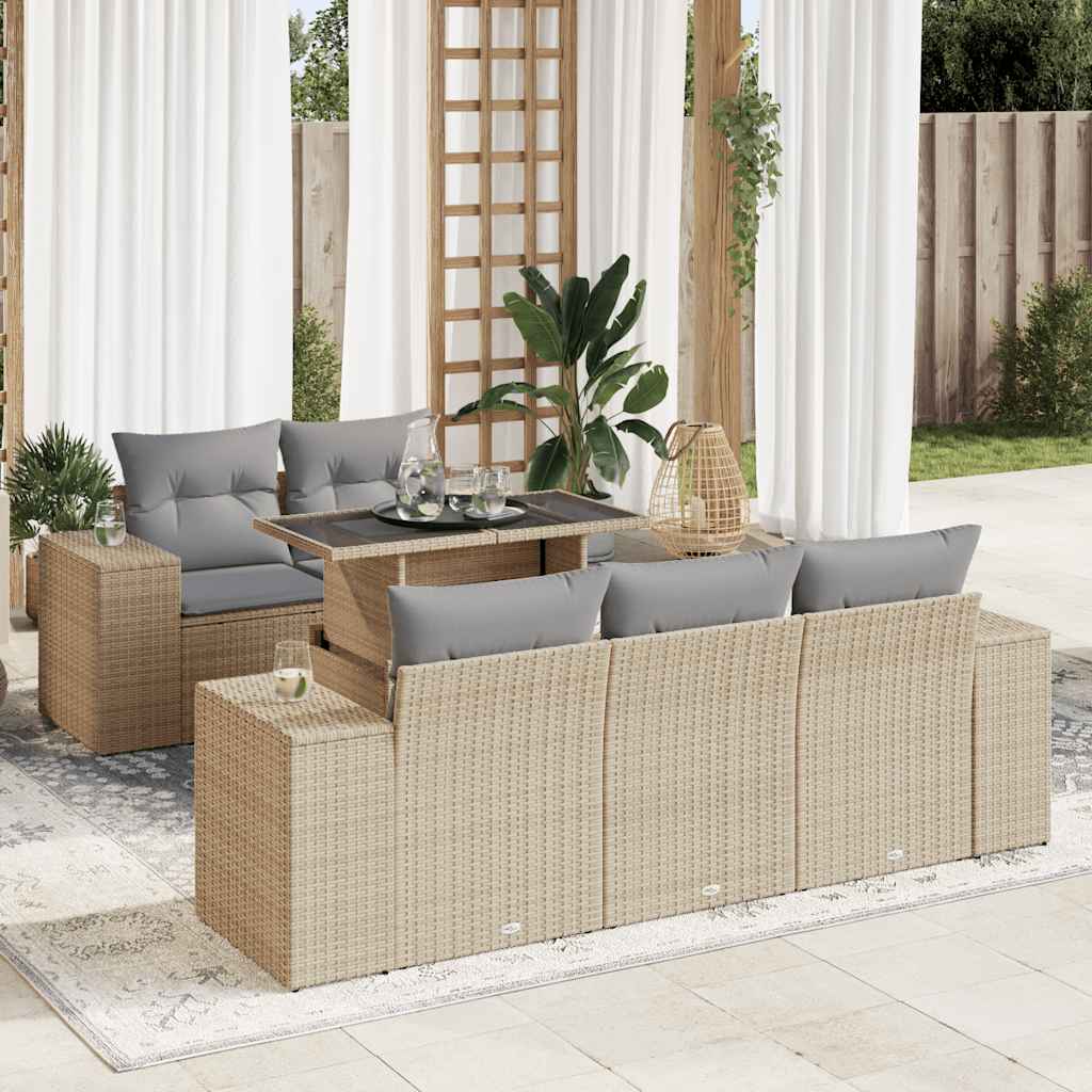 vidaXL Set canapele de grădină cu perne, 6 piese, bej, poliratan