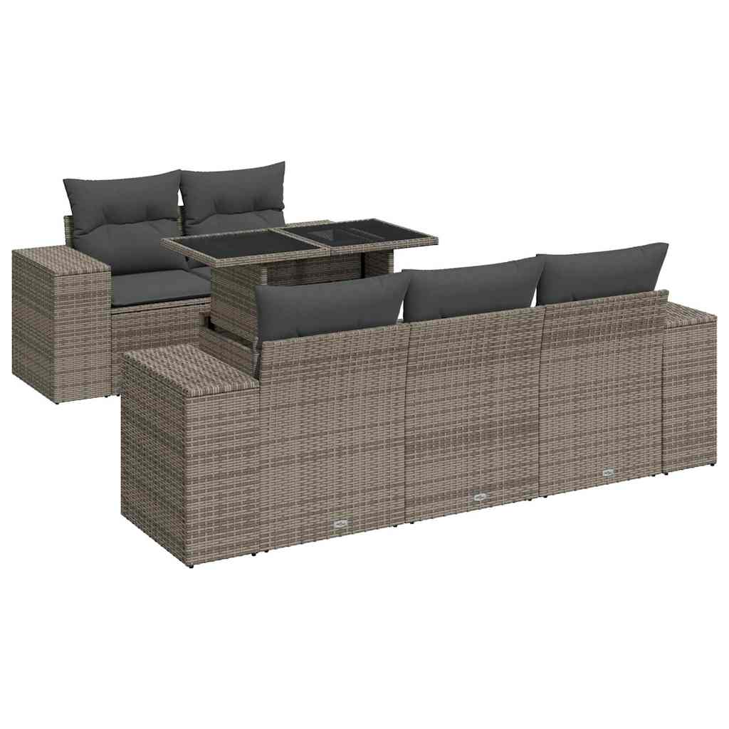 Thumbnail - vidaXL 6-tlg. Garten-Sofagarnitur mit Kissen Grau Poly Rattan