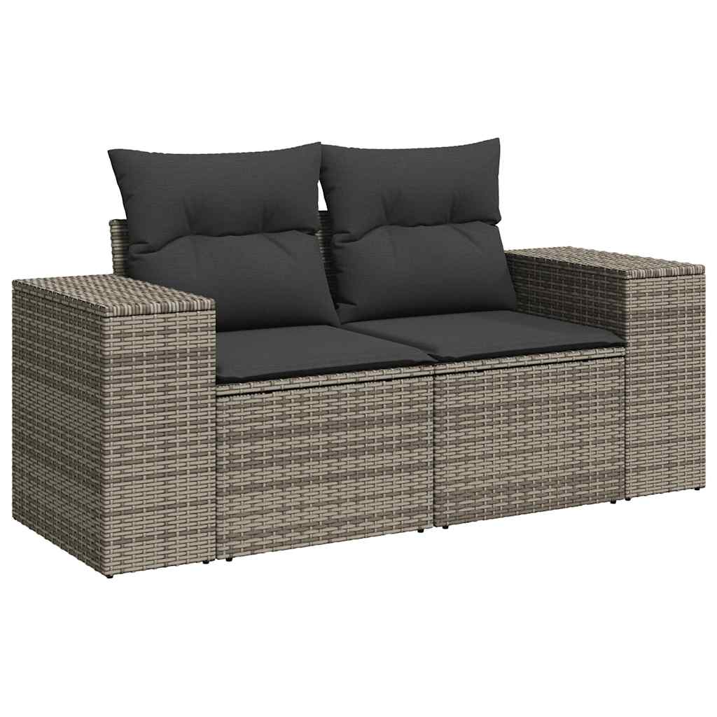 vidaXL 6-delige Loungeset met kussens poly rattan grijs