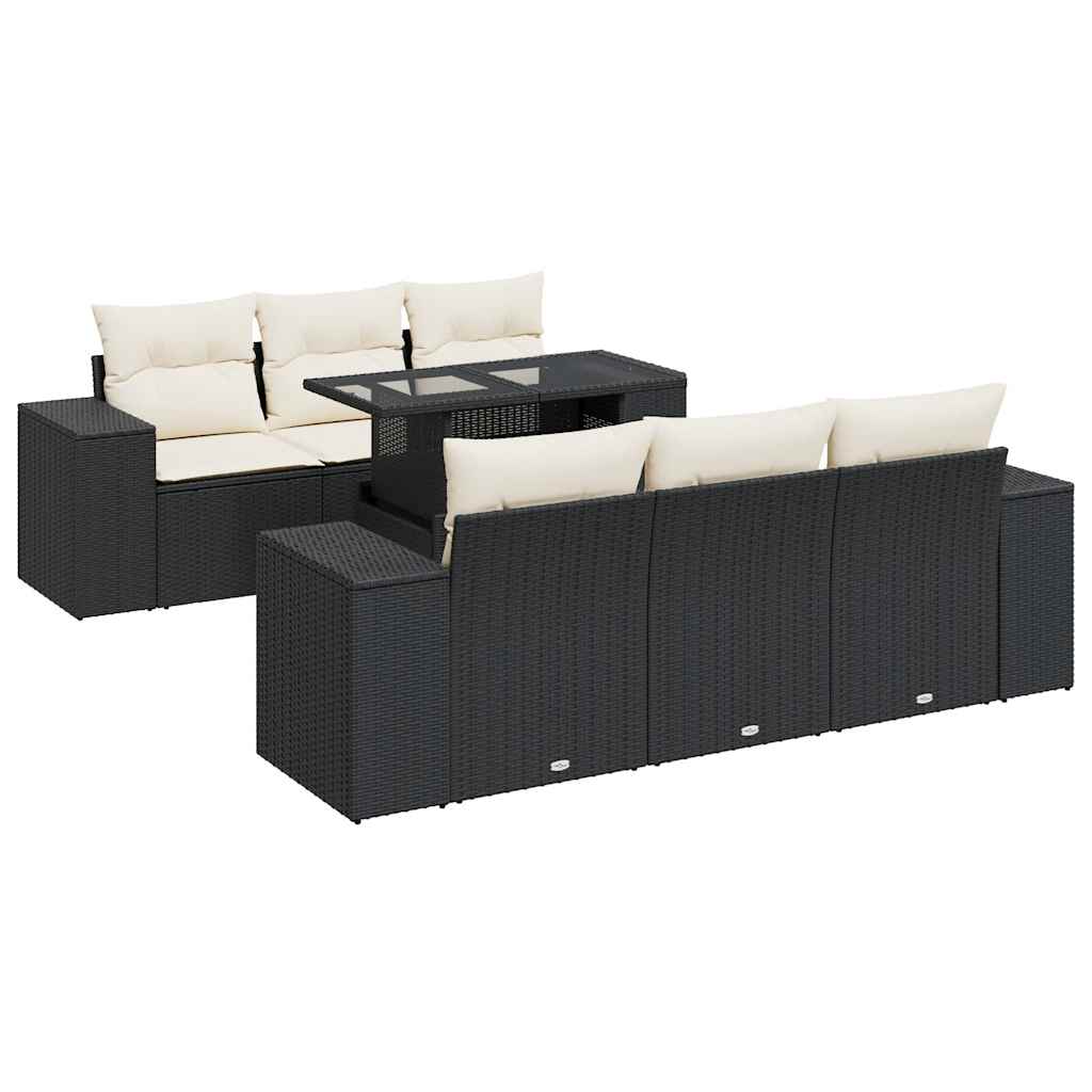 Thumbnail - vidaXL 7-tlg. Garten-Sofagarnitur mit Kissen Schwarz Poly Rattan