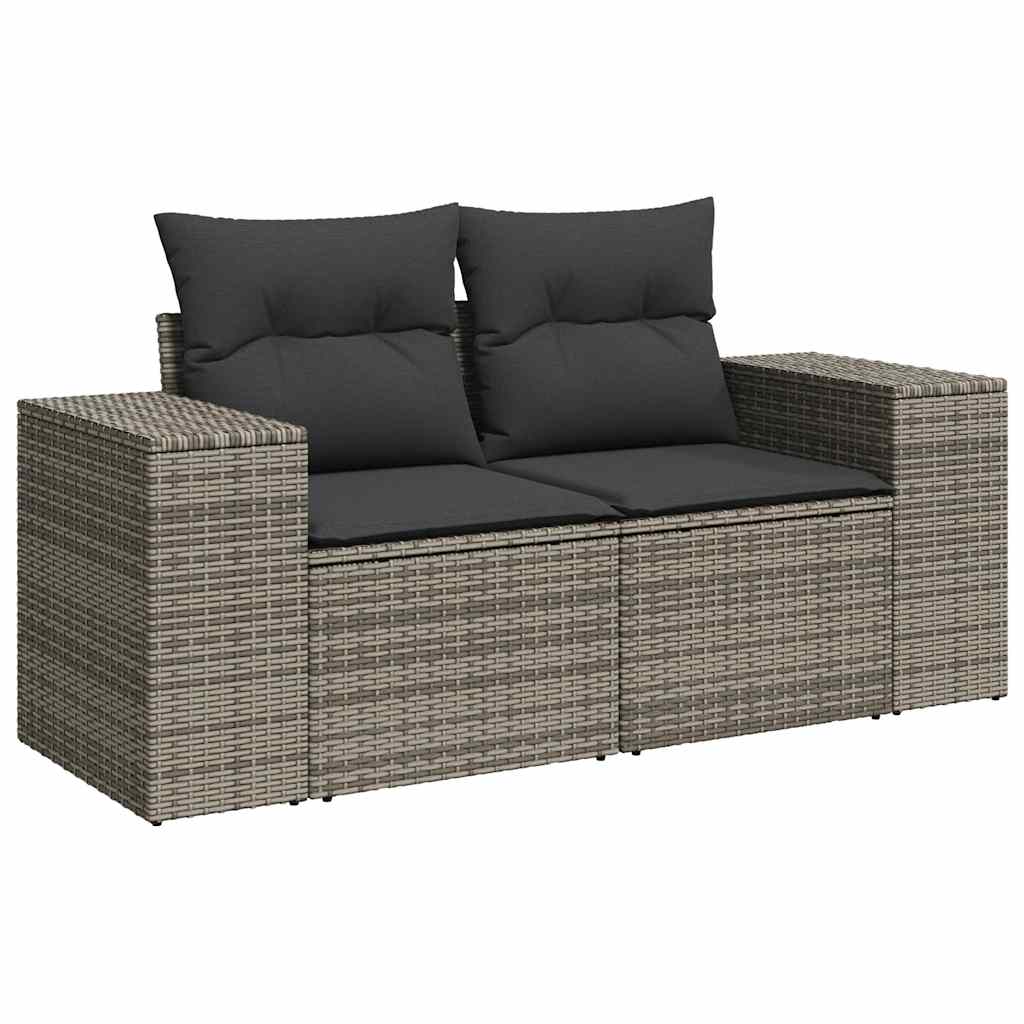 vidaXL 7-delige Loungeset met kussens poly rattan grijs afbeelding
