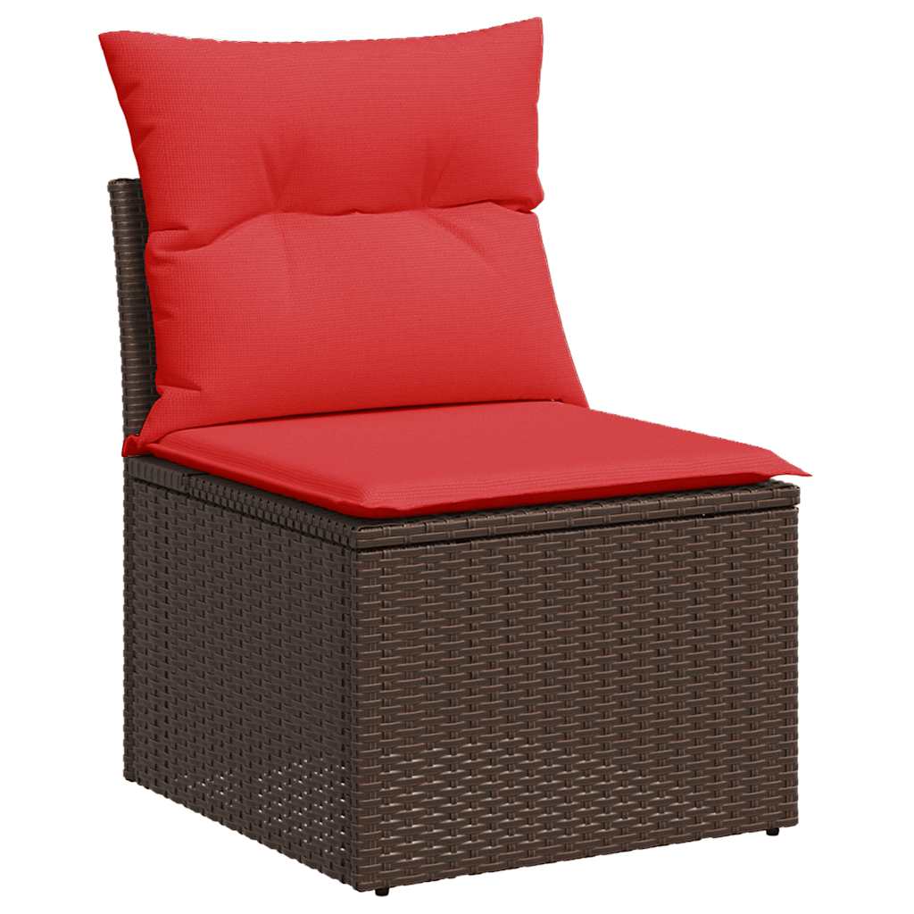 vidaXL 7-delige Loungeset met kussens poly rattan acacia bruin