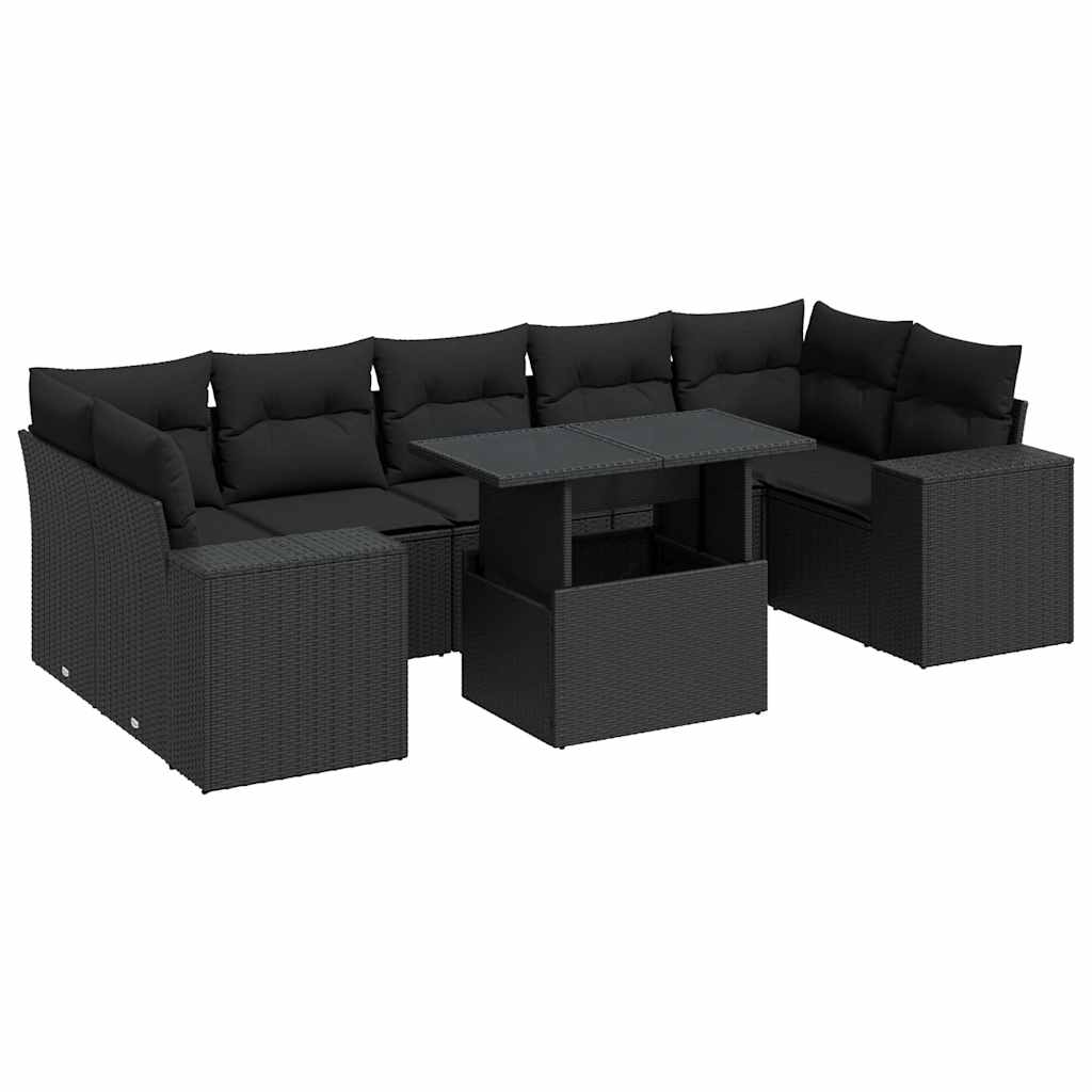 Thumbnail - vidaXL 8-tlg. Garten-Sofagarnitur mit Kissen Schwarz Poly Rattan