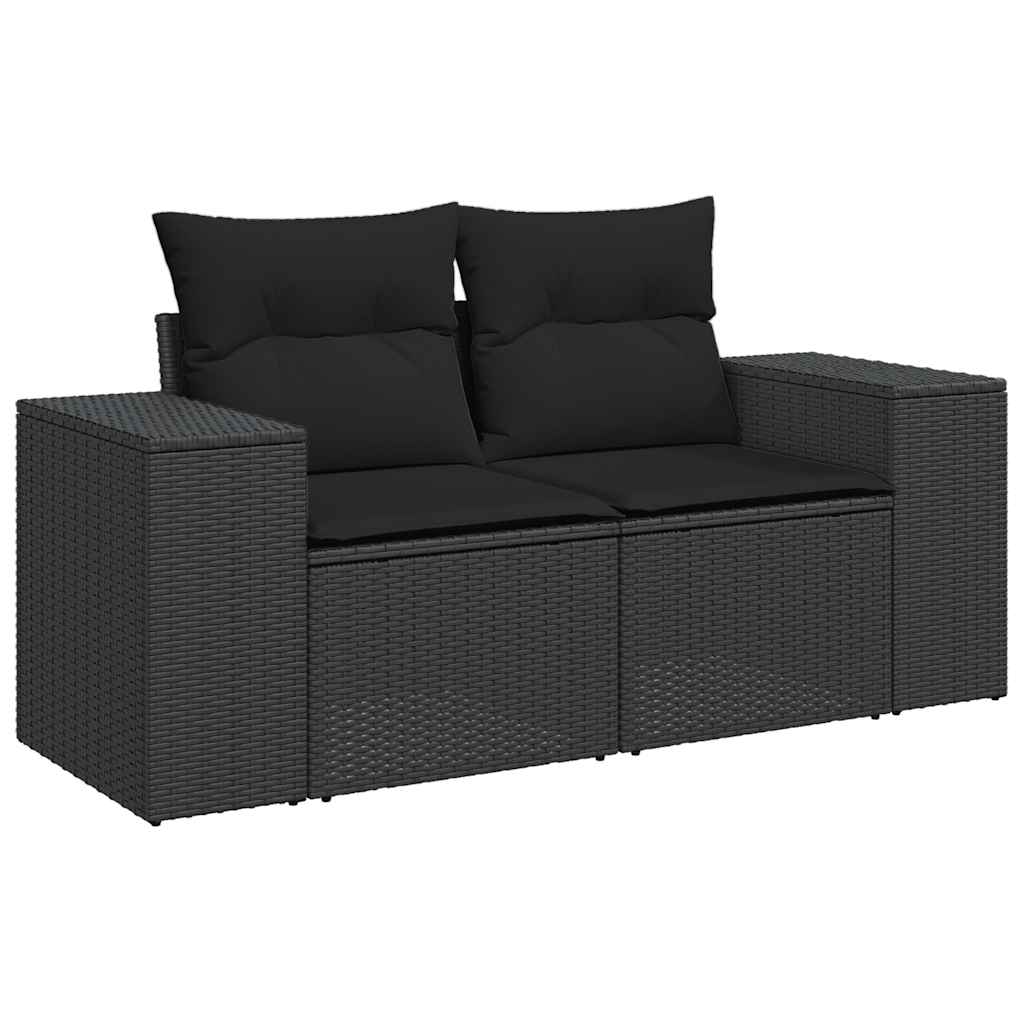 vidaXL 8-delige Loungeset met kussens poly rattan zwart afbeelding