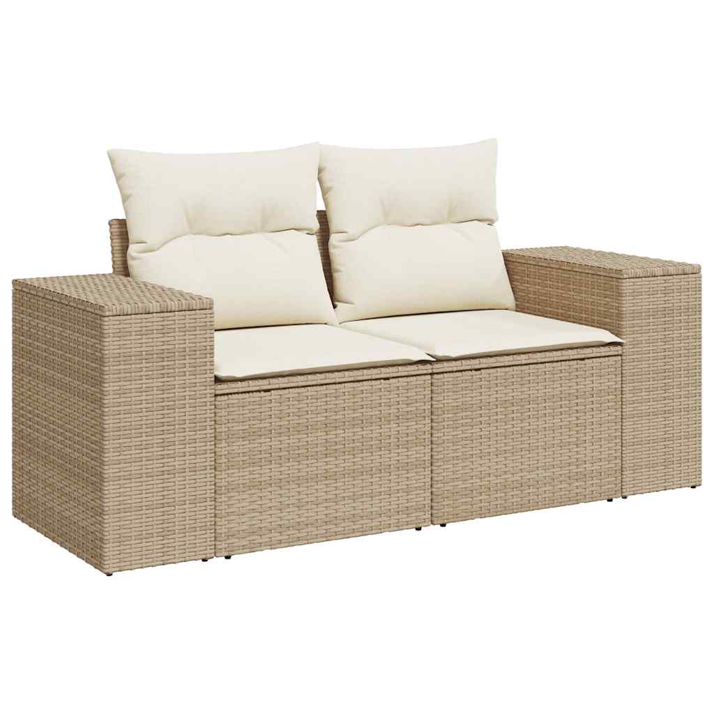 vidaXL 8-delige Loungeset met kussens poly rattan beige afbeelding
