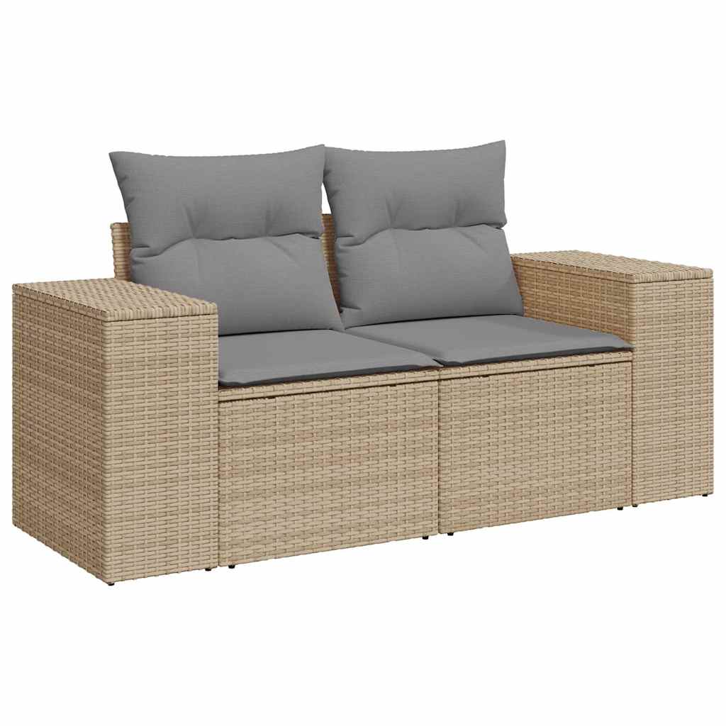 vidaXL 8-delige Loungeset met kussens poly rattan beige afbeelding
