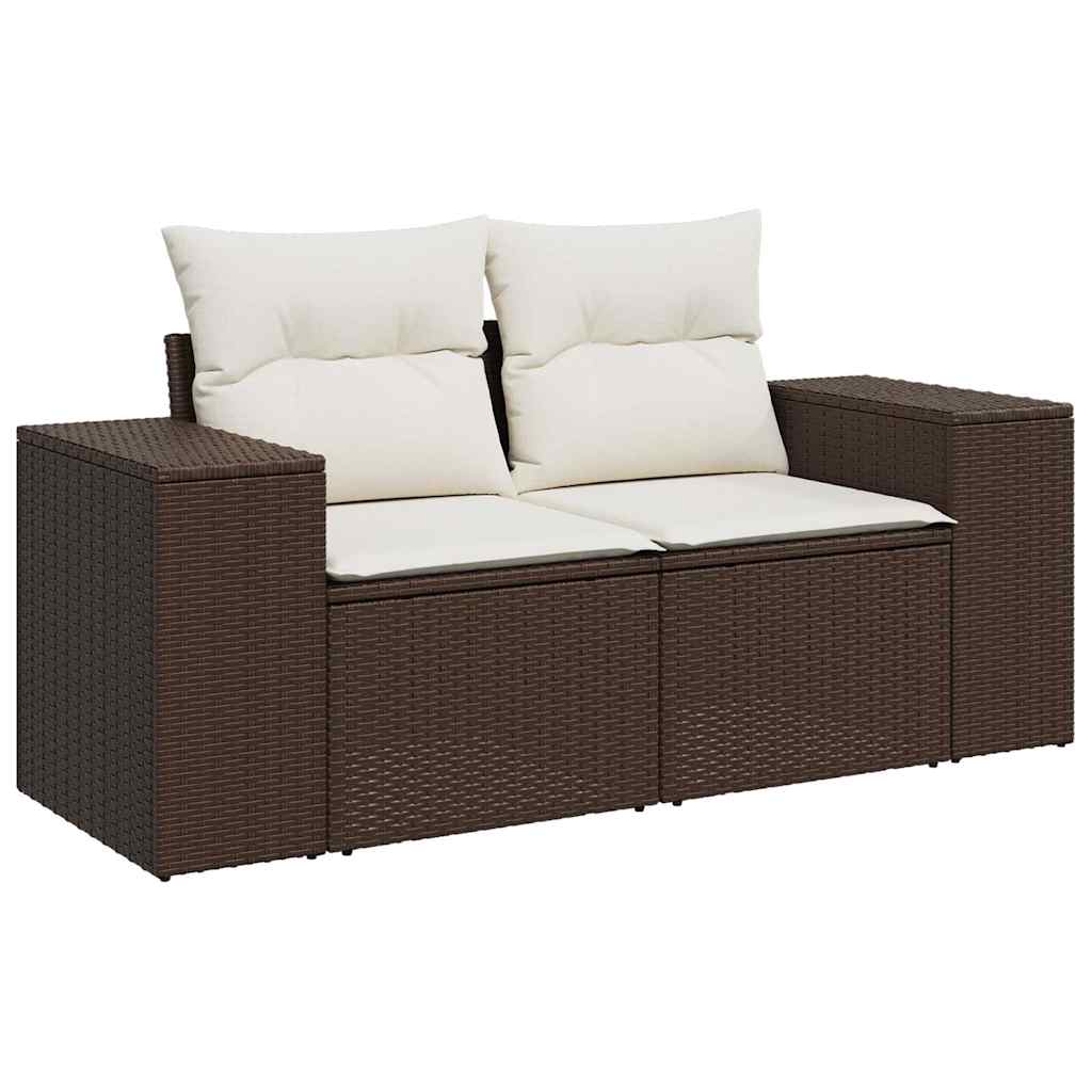 vidaXL 9-delige Loungeset met kussens poly rattan bruin afbeelding