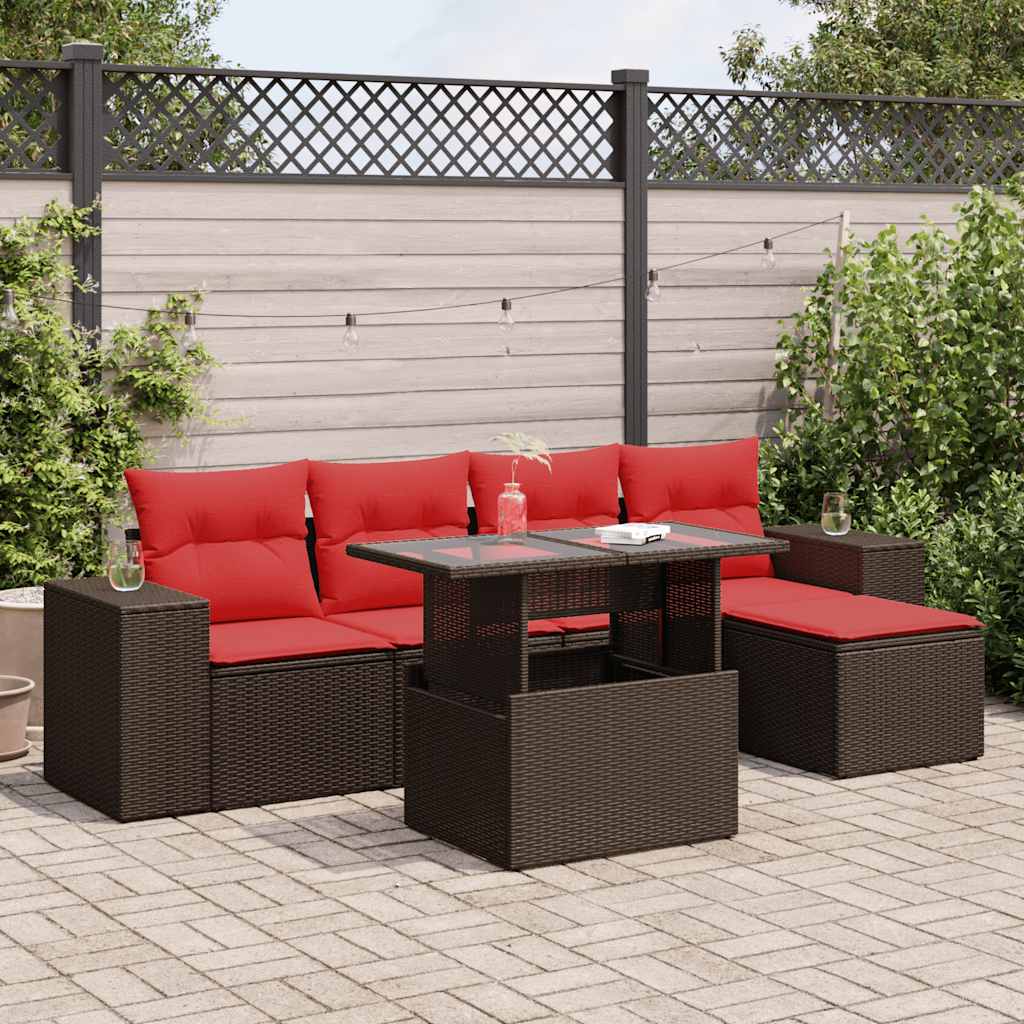 vidaXL Set canapele de grădină cu perne, 6 piese, maro, poliratan