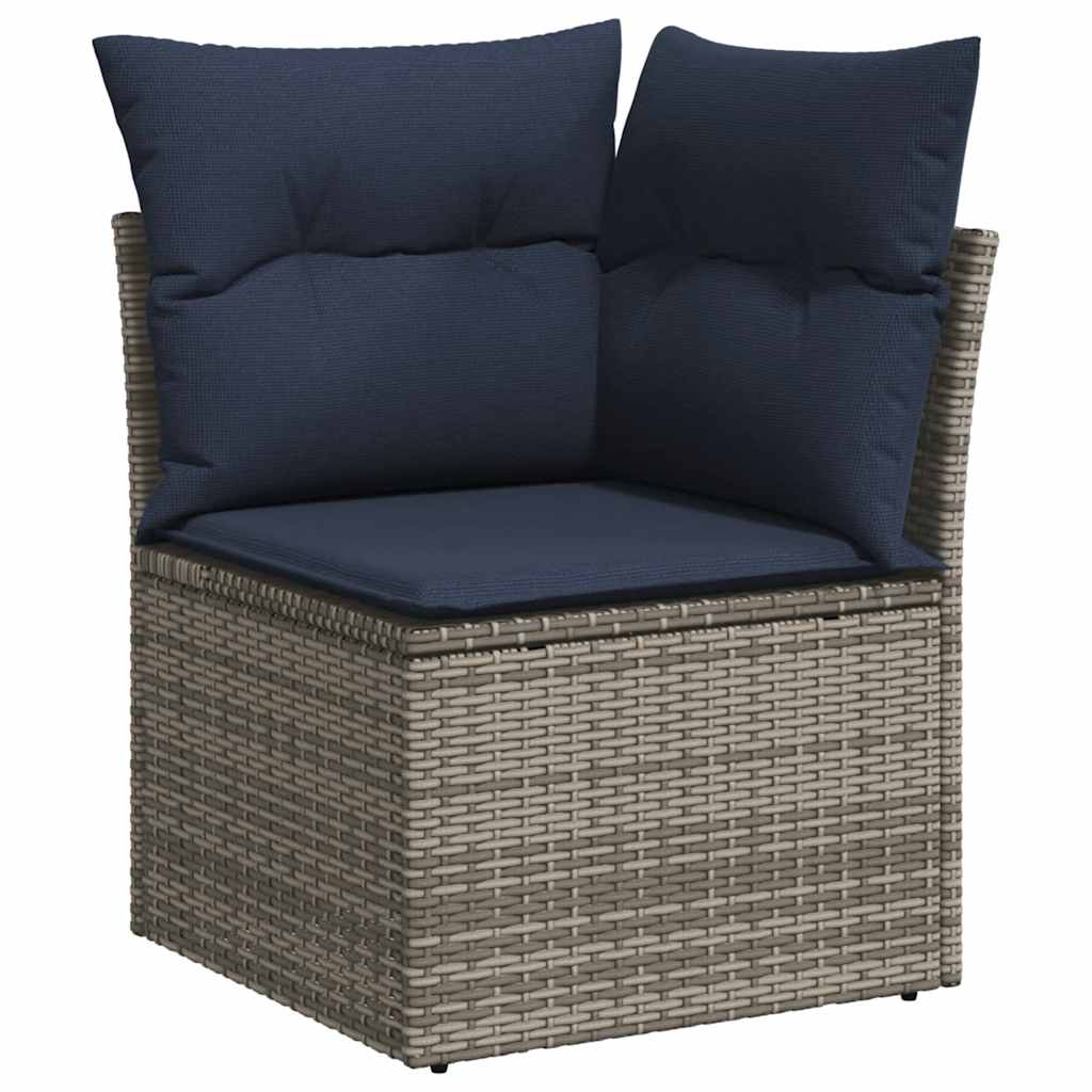 vidaXL 6-delige Loungeset met kussens poly rattan acacia grijs