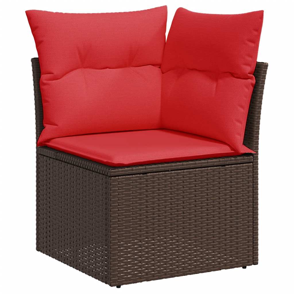 vidaXL 5-delige Loungeset met kussens poly rattan acacia bruin