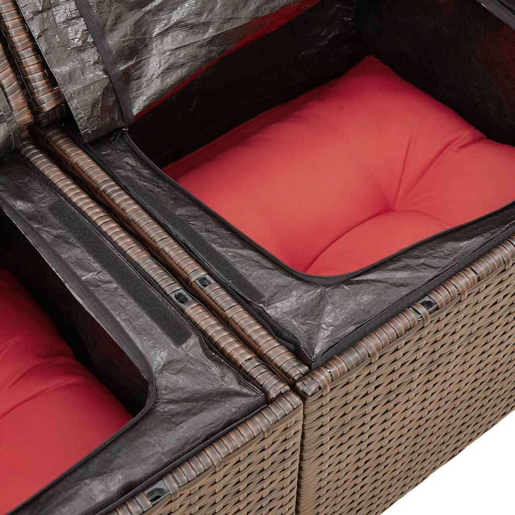 Gartenmöbel Sofa officiel Garnitur Lounge Sitzgruppe Gartenset Poly Rattan Akazie vidaXL