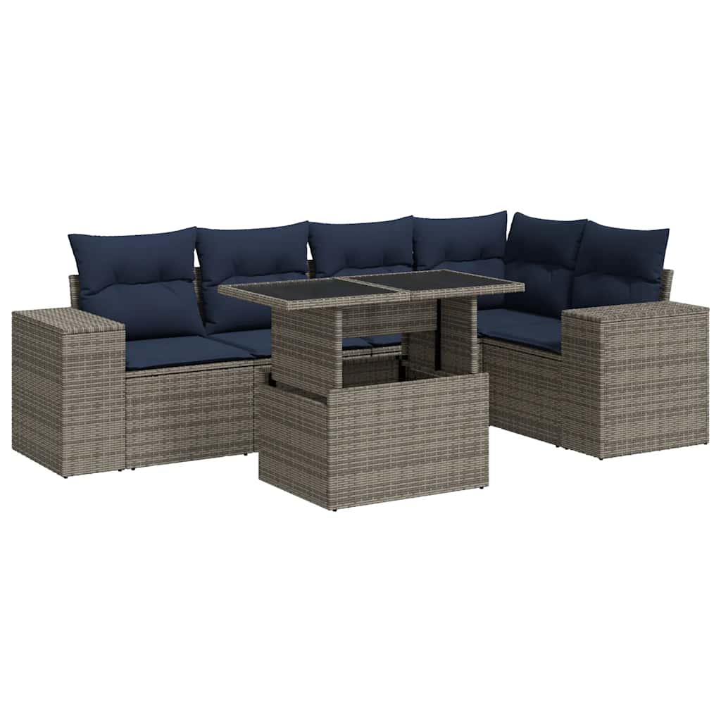 Thumbnail - vidaXL 6-tlg. Garten-Sofagarnitur mit Kissen Schwarz Poly Rattan