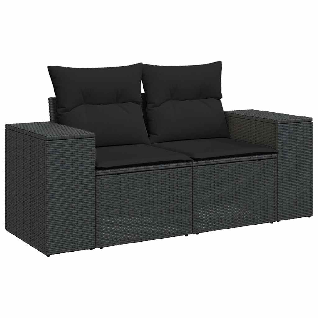 Thumbnail - vidaXL 7-tlg. Garten-Sofagarnitur mit Kissen Schwarz Poly Rattan