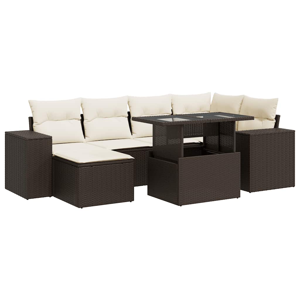 Thumbnail - vidaXL 7-tlg. Garten-Sofagarnitur mit Kissen Braun Poly Rattan
