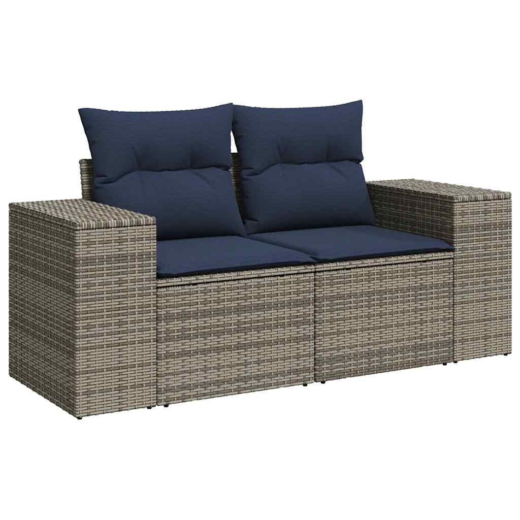 vidaXL 8-delige Loungeset met kussens poly rattan acacia grijs afbeelding