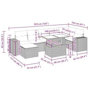 8dílná zahradní sestava s poduškami šedá polyratan akácie - obrázek 17