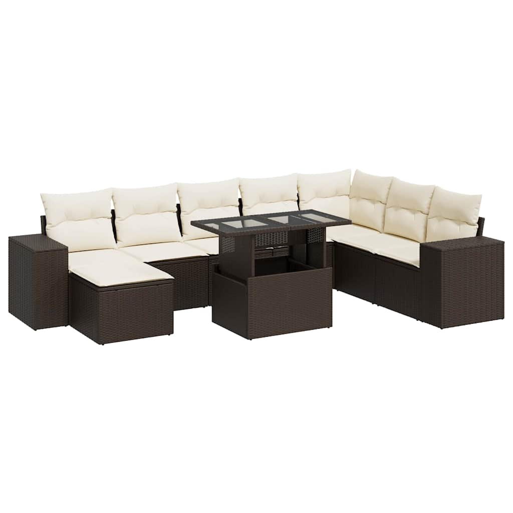 Thumbnail - vidaXL 9-tlg. Garten-Sofagarnitur mit Kissen Braun Poly Rattan