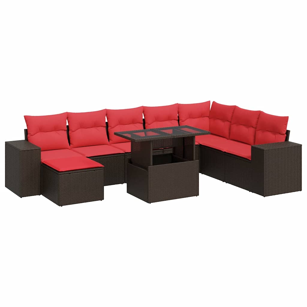 Thumbnail - vidaXL 9-tlg. Garten-Sofagarnitur mit Kissen Braun Poly Rattan Akazie