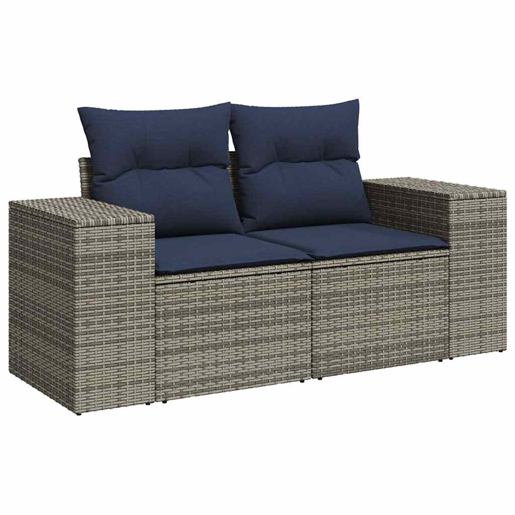 vidaXL 11-delige Loungeset met kussens poly rattan acacia grijs