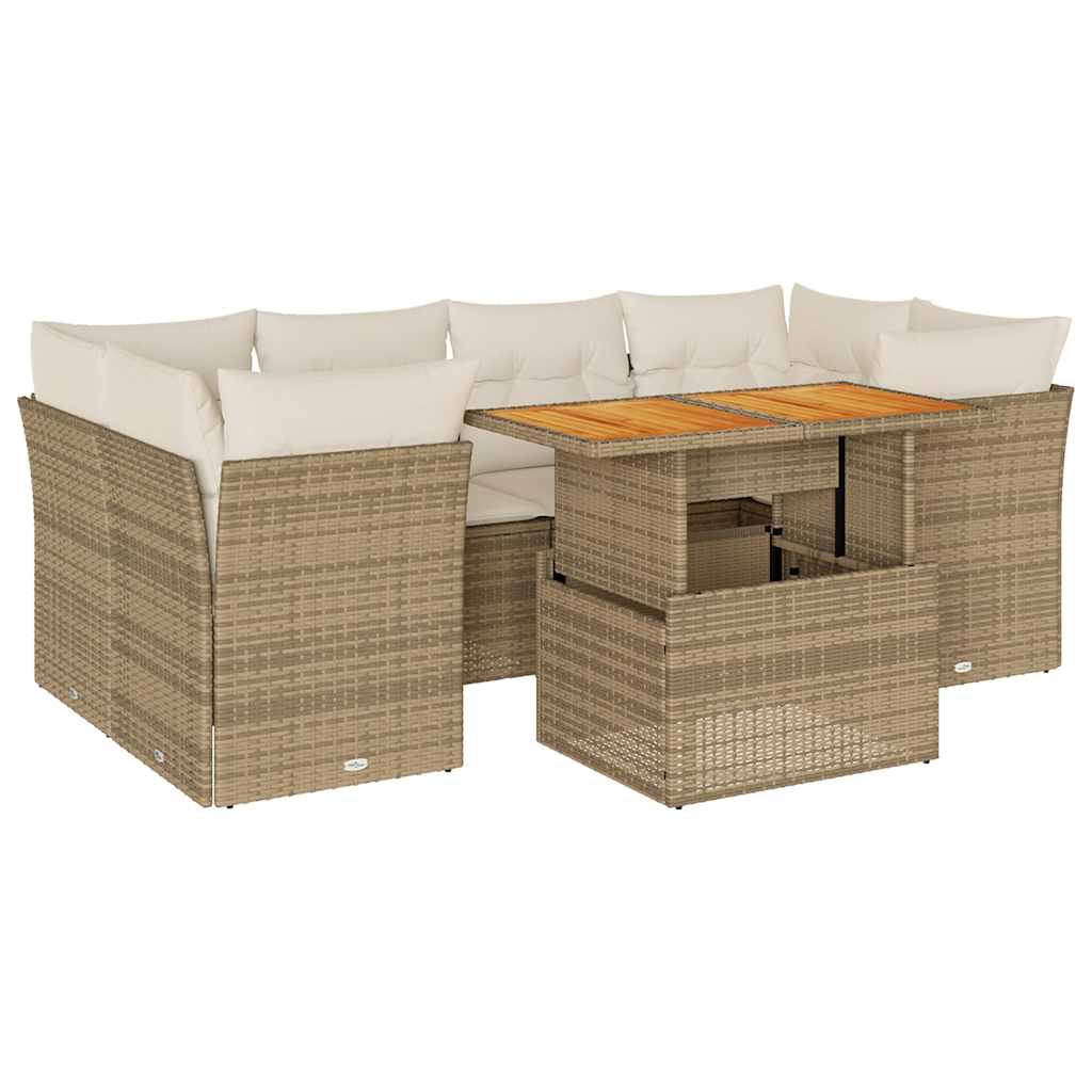 Thumbnail - vidaXL 7-tlg. Garten-Sofagarnitur mit Kissen Beige Poly Rattan