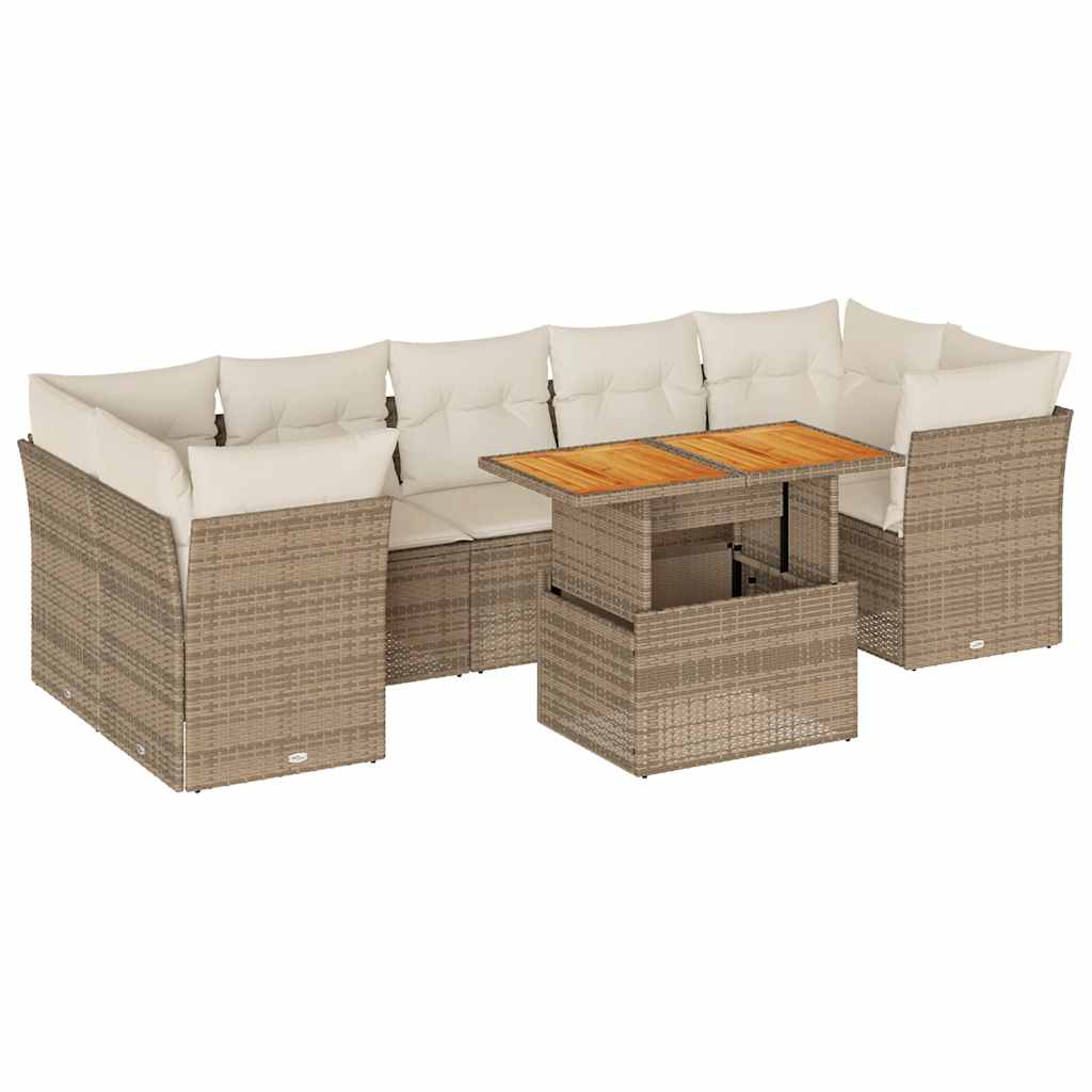 Thumbnail - vidaXL 8-tlg. Garten-Sofagarnitur mit Kissen Beige Poly Rattan