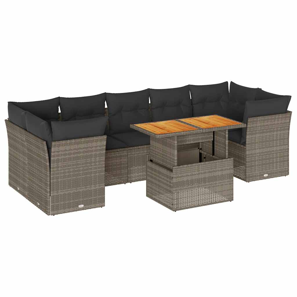 Thumbnail - vidaXL 8-tlg. Garten-Sofagarnitur mit Kissen Grau Poly Rattan