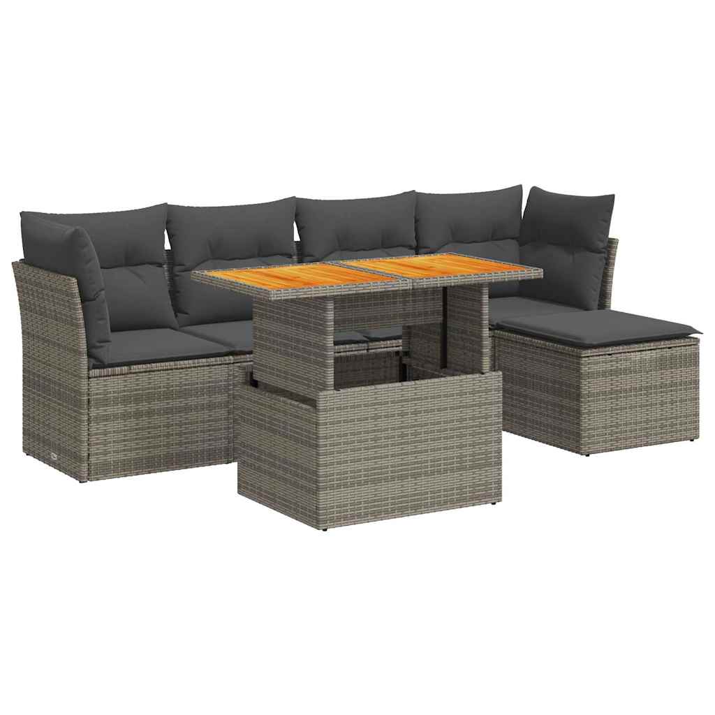 Thumbnail - vidaXL 6-tlg. Garten-Sofagarnitur mit Kissen Grau Poly Rattan