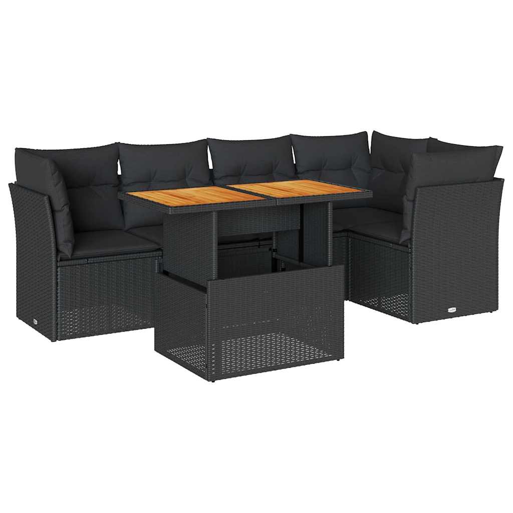 Thumbnail - vidaXL 6-tlg. Garten-Sofagarnitur mit Kissen Schwarz Poly Rattan