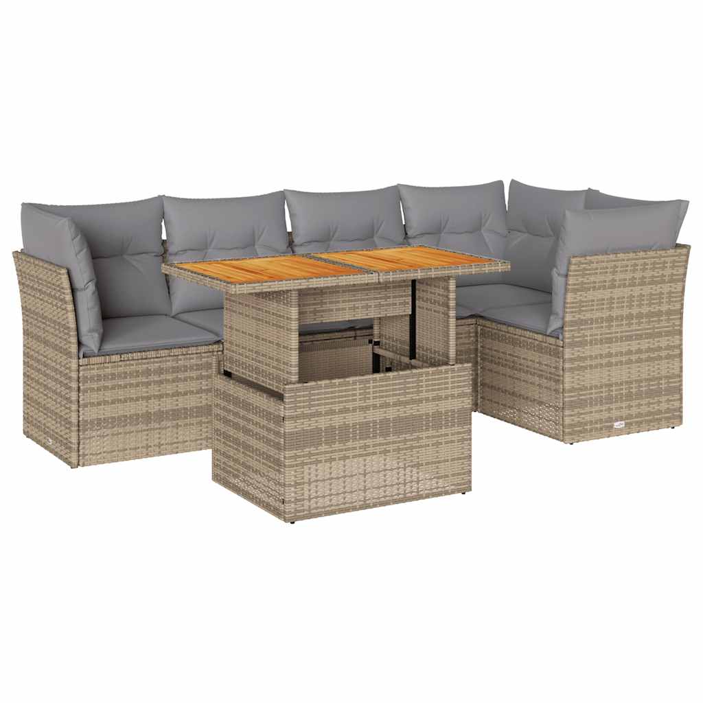 Thumbnail - vidaXL 6-tlg. Garten-Sofagarnitur mit Kissen Beige Poly Rattan