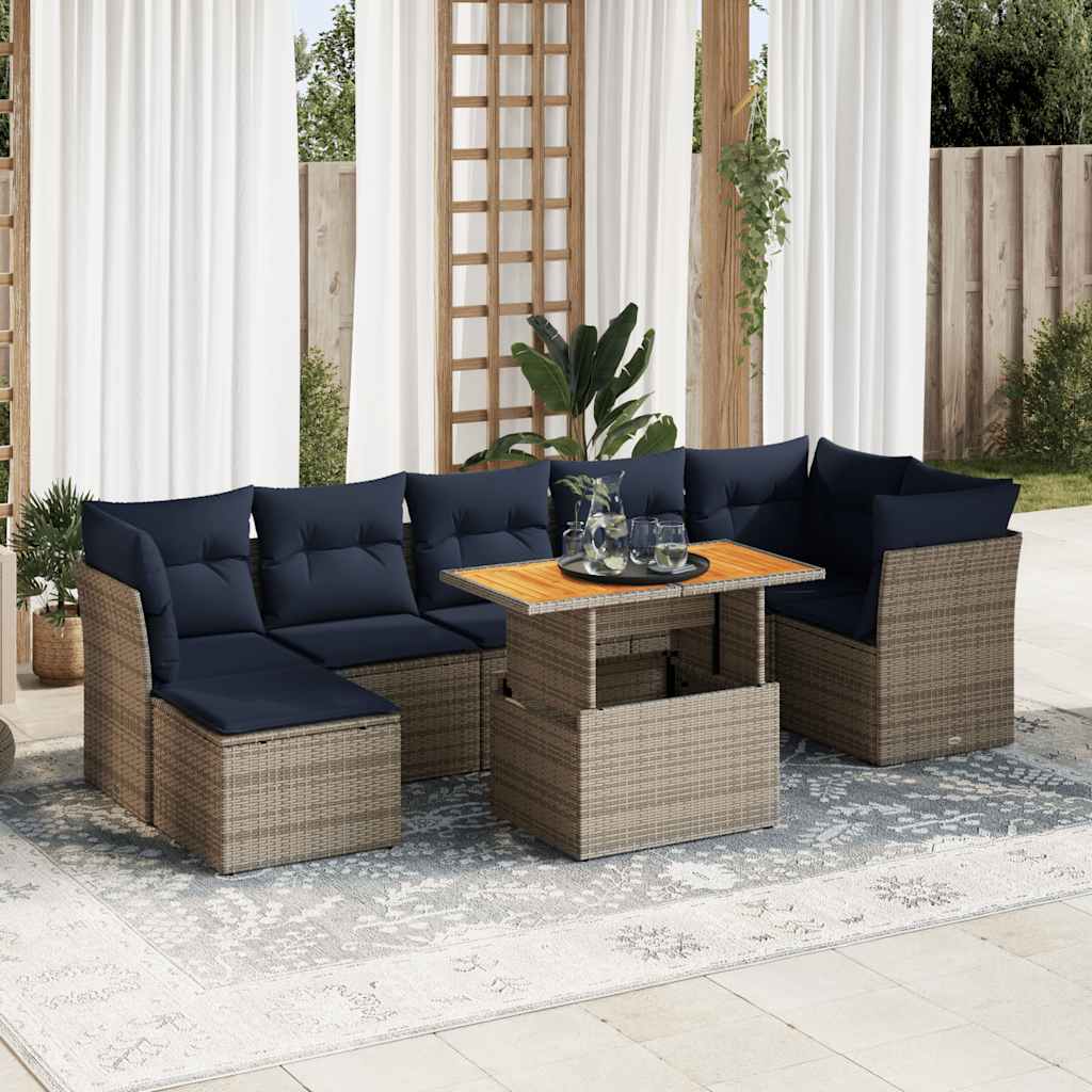 sofasæt til haven 8 dele med hynder polyrattan grå