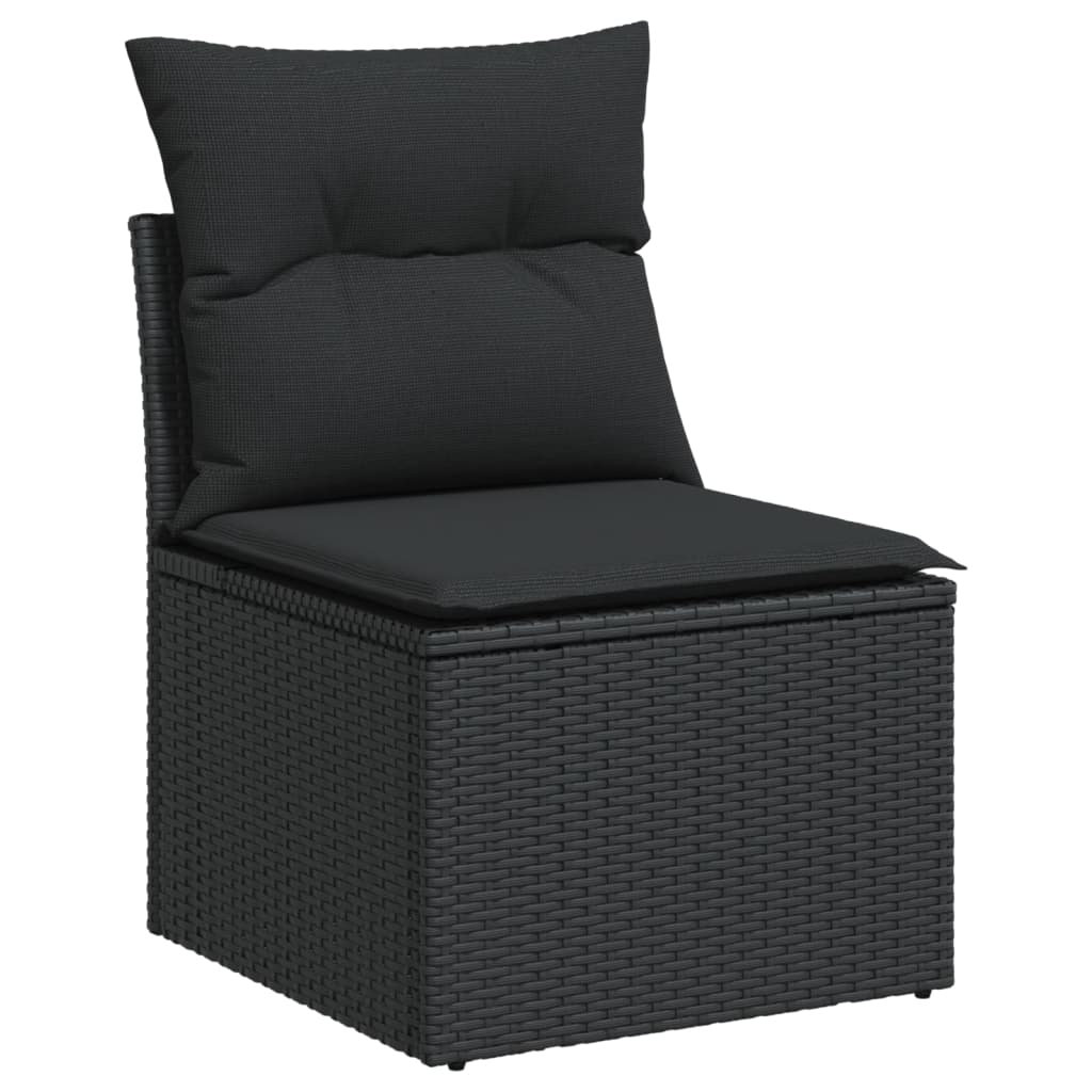 vidaXL 10-delige Loungeset met kussens poly rattan zwart