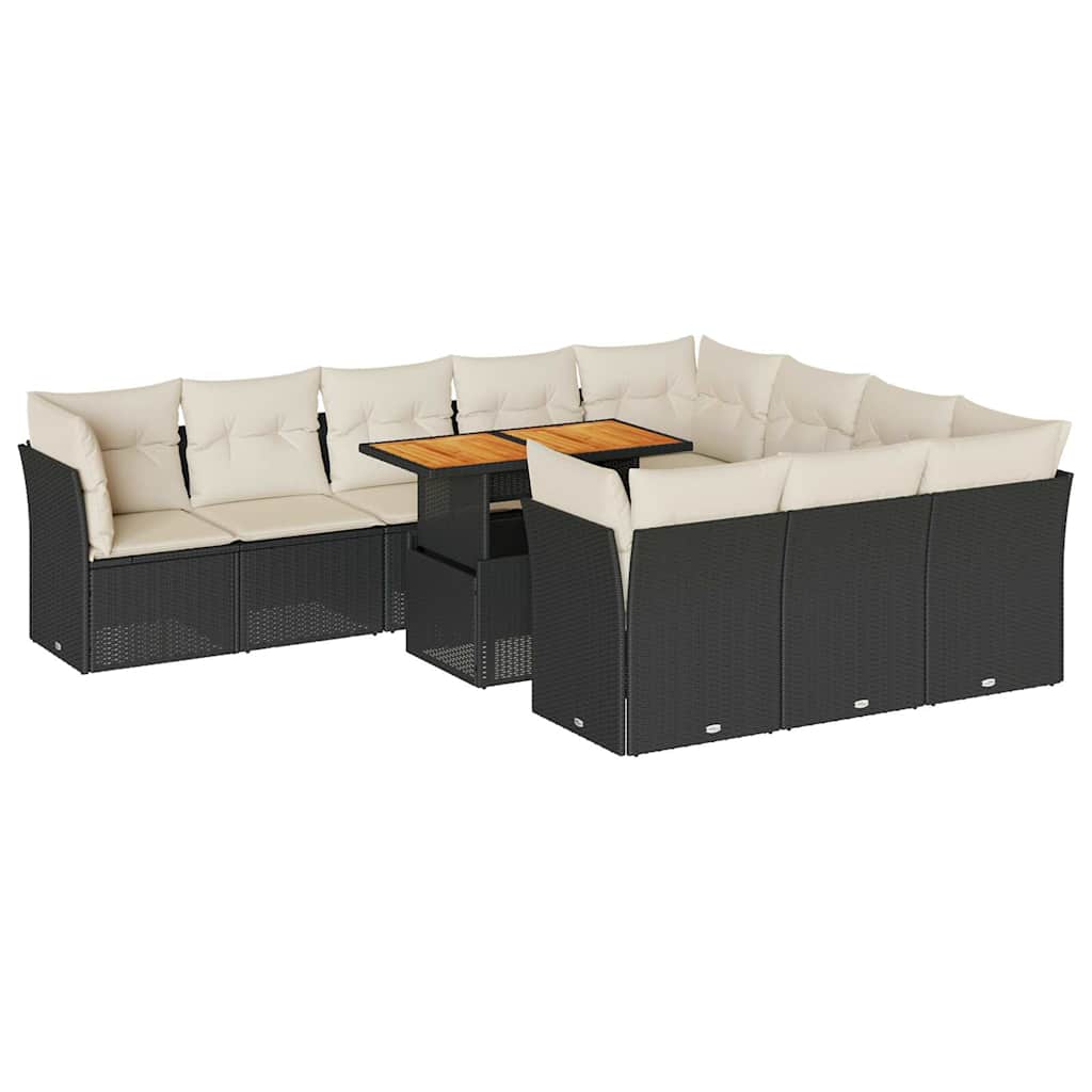 Thumbnail - vidaXL 11-tlg. Garten-Sofagarnitur mit Kissen Schwarz Poly Rattan