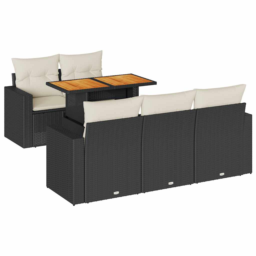 Thumbnail - vidaXL 6-tlg. Garten-Sofagarnitur mit Kissen Schwarz Poly Rattan