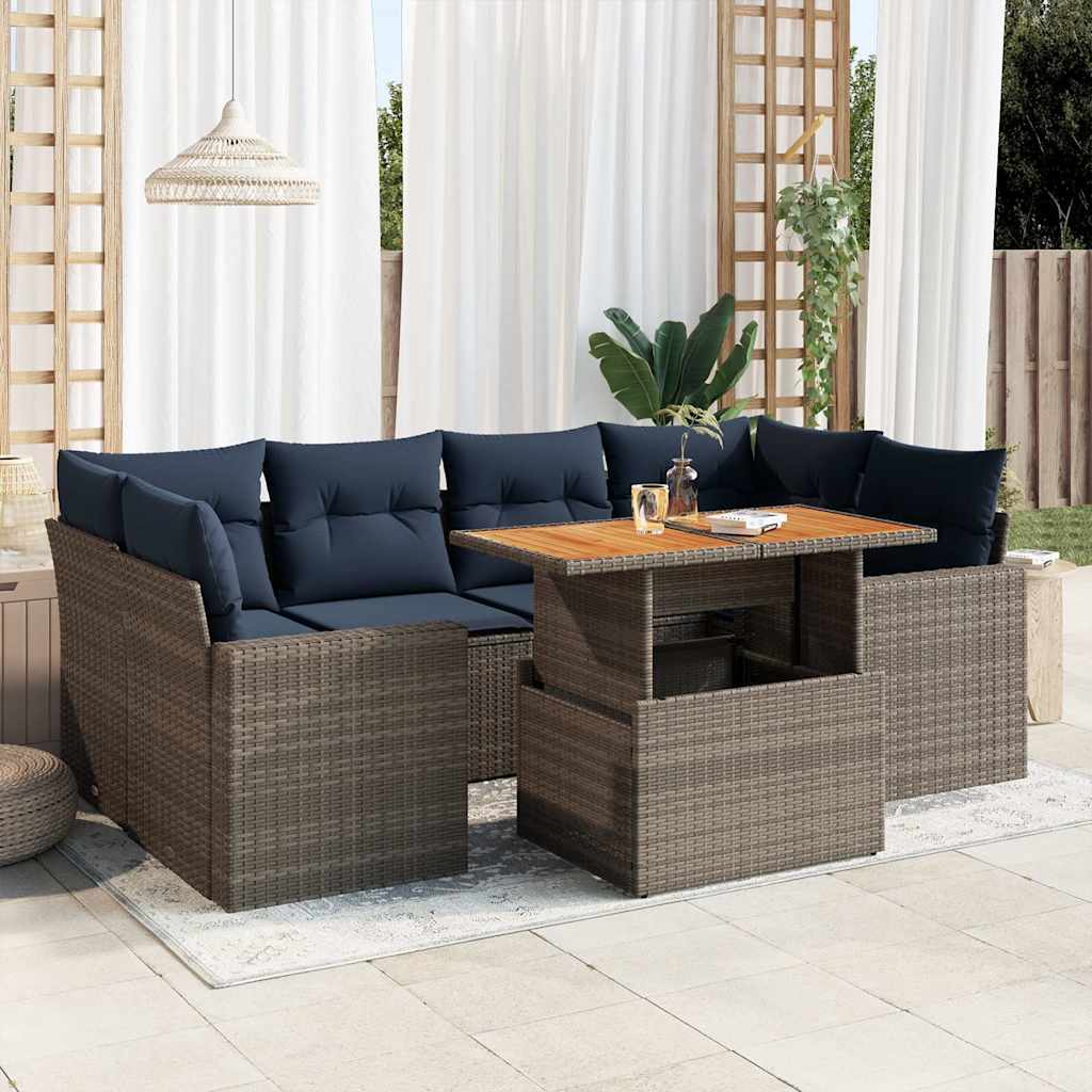 7-dijelni set vrtnih sofa sivi od poliratana