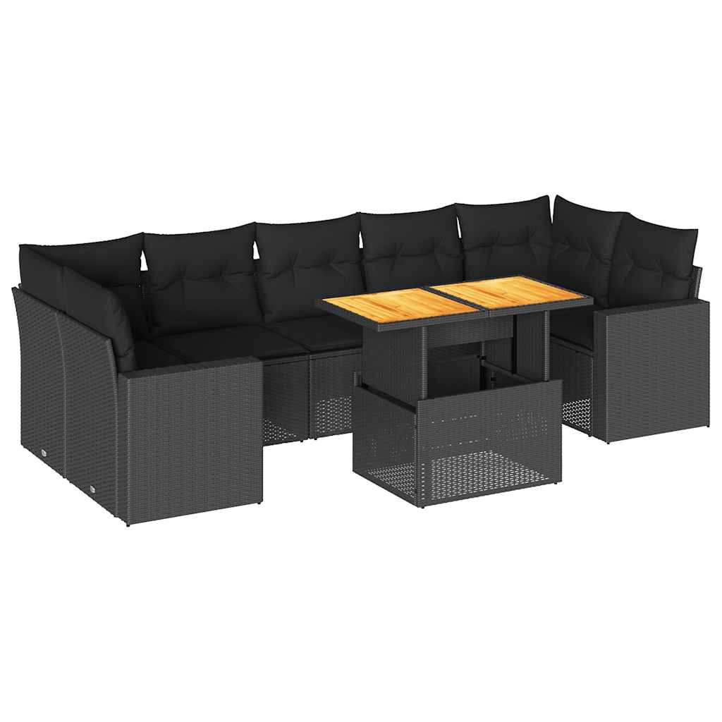 Thumbnail - vidaXL 8-tlg. Garten-Sofagarnitur mit Kissen Schwarz Poly Rattan