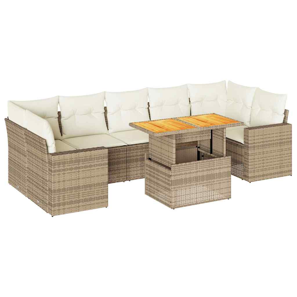 Thumbnail - vidaXL 8-tlg. Garten-Sofagarnitur mit Kissen Beige Poly Rattan