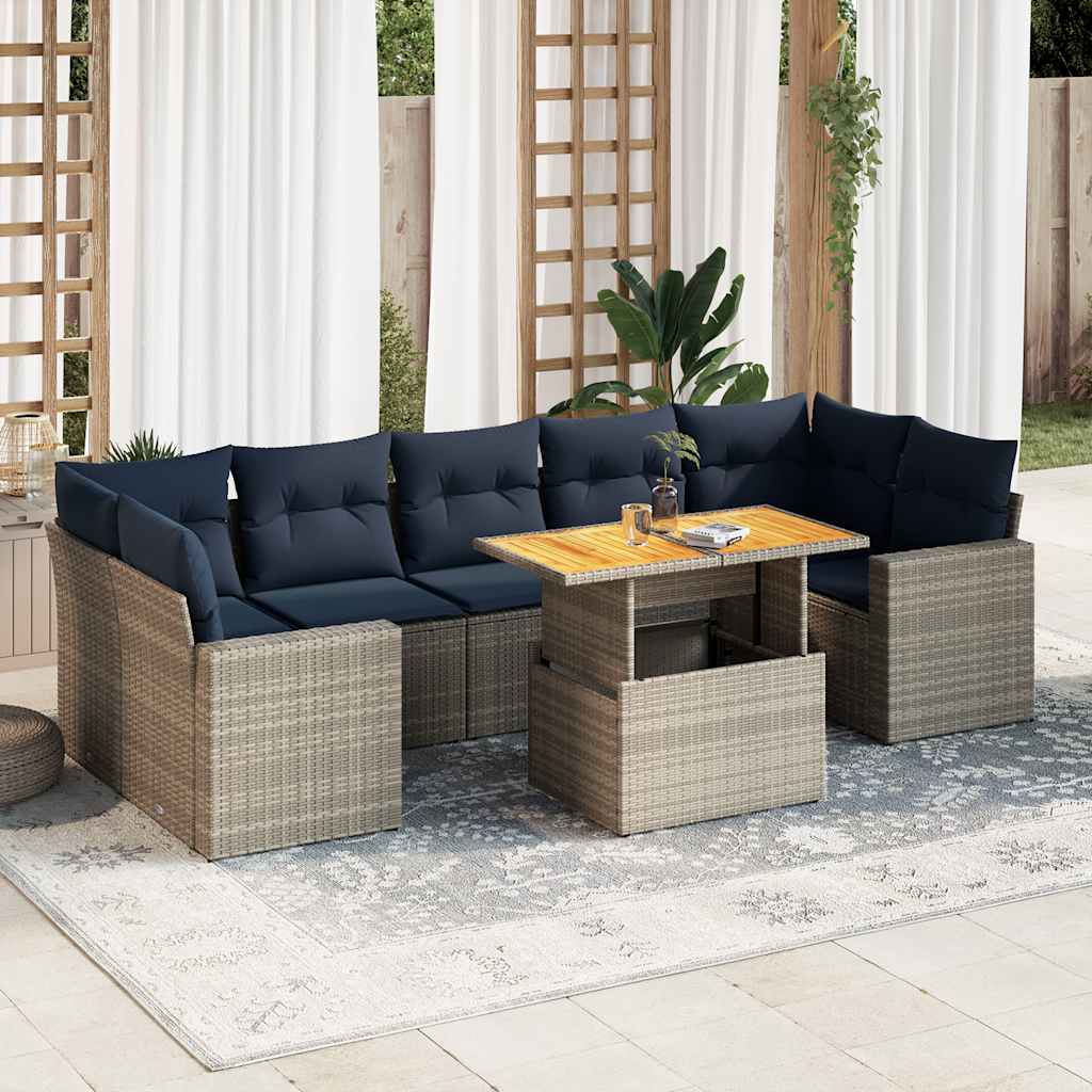 vidaXL Set canapele de grădină cu perne, 8 piese, gri, poliratan