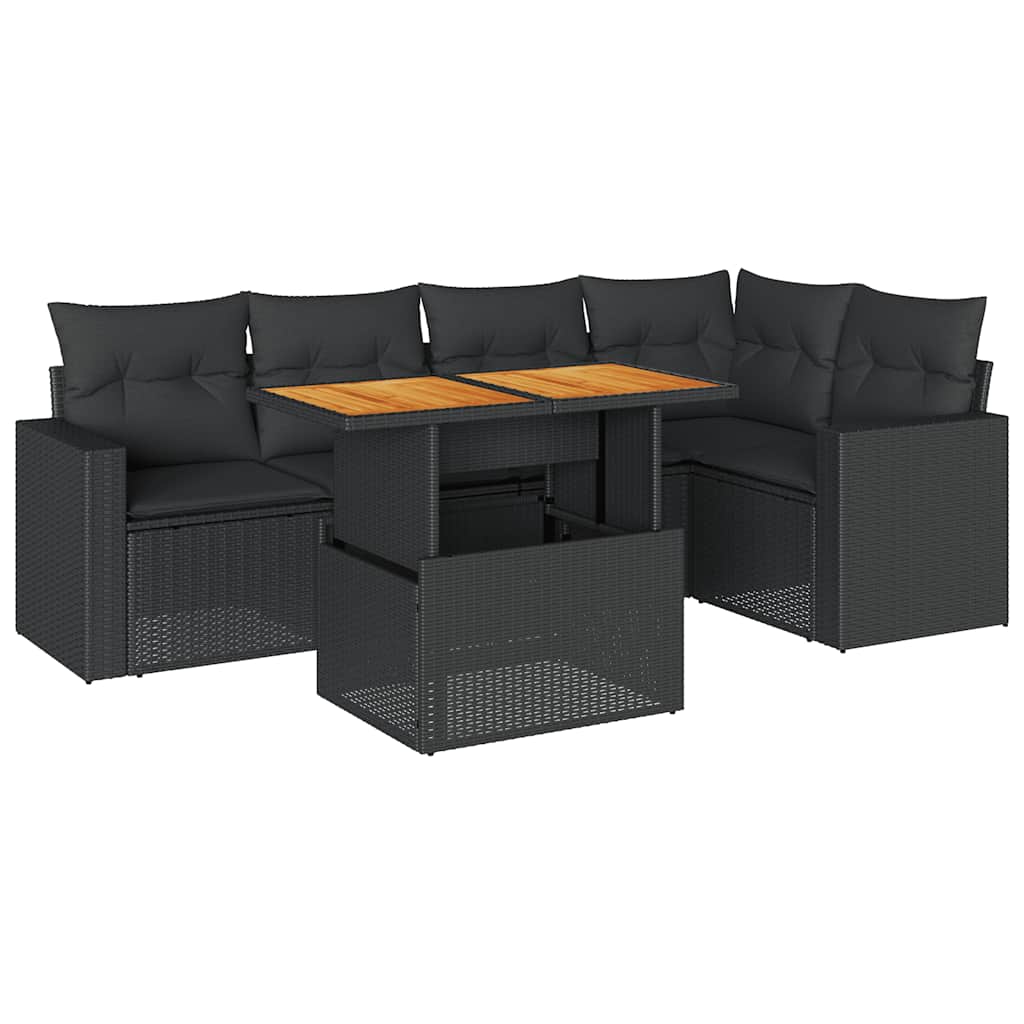 Thumbnail - vidaXL 6-tlg. Garten-Sofagarnitur mit Kissen Schwarz Poly Rattan