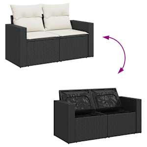 7dílná zahradní sedací souprava s poduškami černá polyratan - obrázek 10