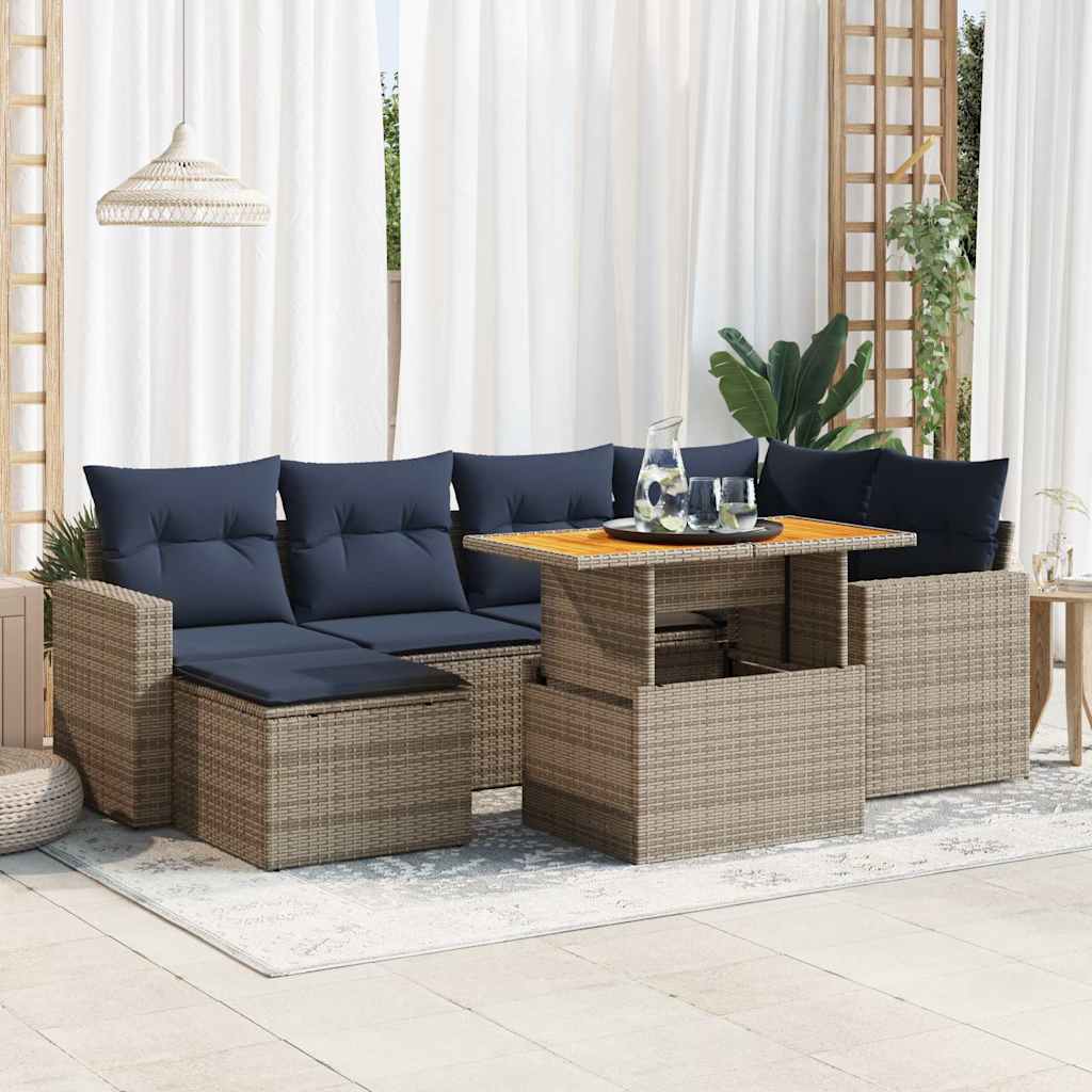 7-dijelni set vrtnih sofa sivi od poliratana