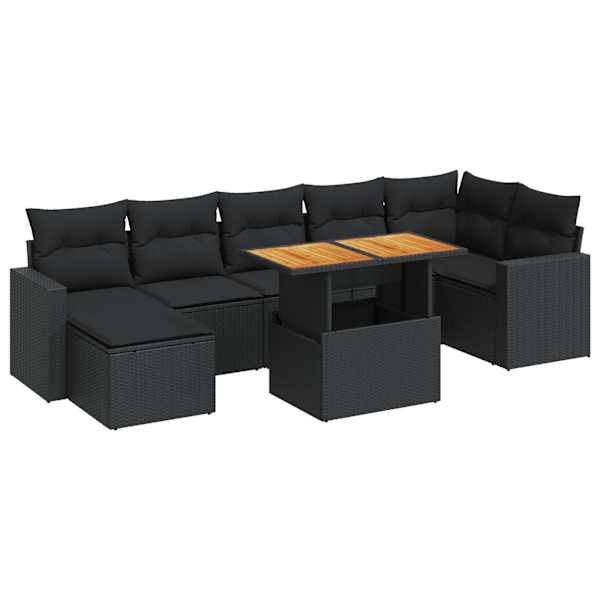 vidaXL 8-osaline aiadiivani komplekt patjadega, must, pol&uuml;rotang