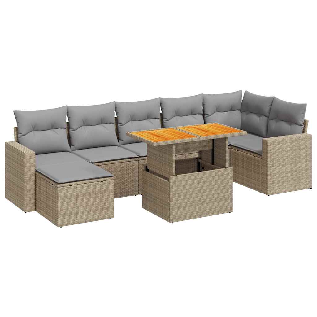 Thumbnail - vidaXL 8-tlg. Garten-Sofagarnitur mit Kissen Beige Poly Rattan