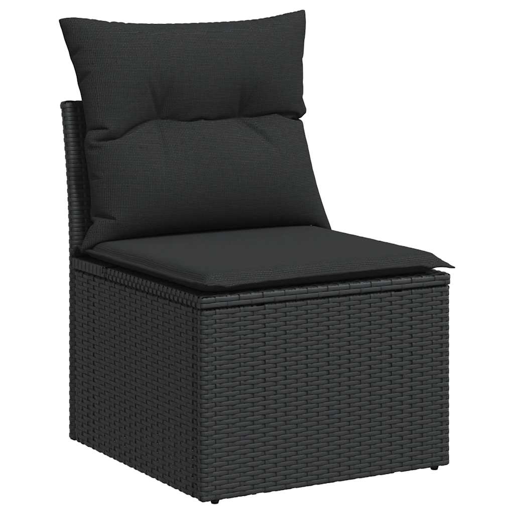 vidaXL 10-delige Loungeset met kussens poly rattan zwart afbeelding
