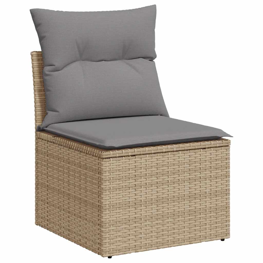vidaXL 10-delige Loungeset met kussens poly rattan beige afbeelding