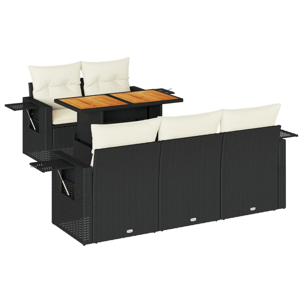 Thumbnail - vidaXL 6-tlg. Garten-Sofagarnitur mit Kissen Schwarz Poly Rattan