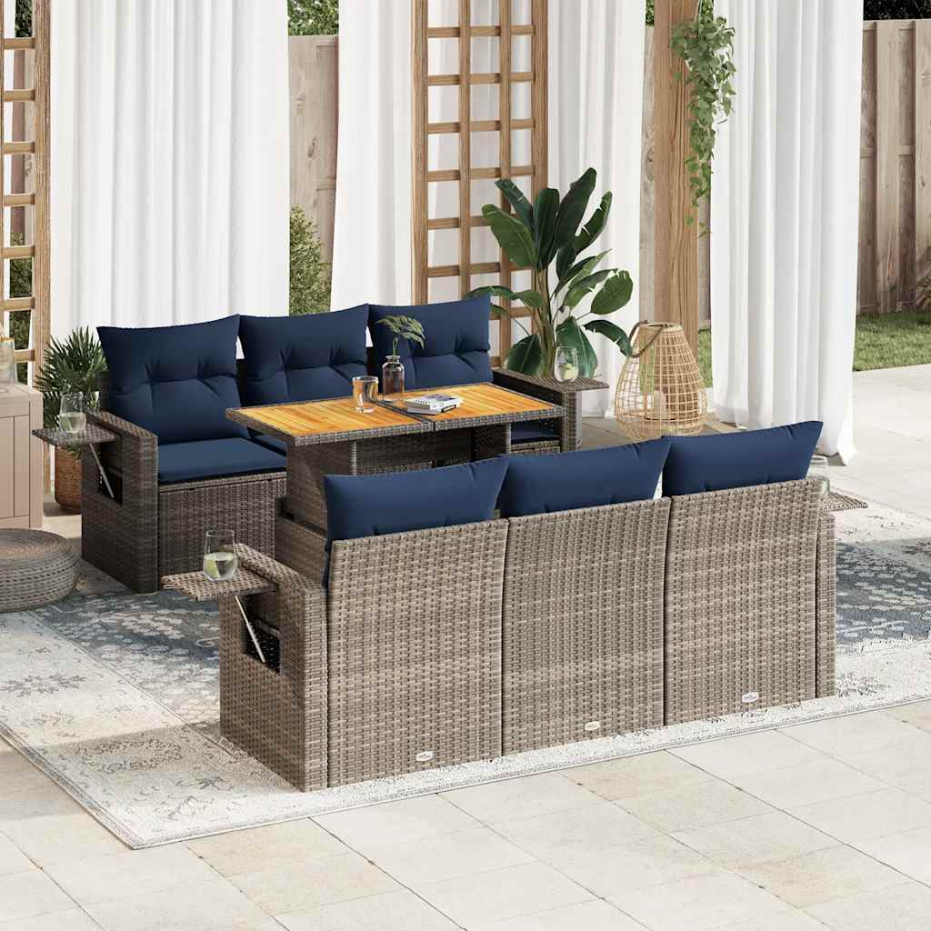 7-dijelni set vrtnih sofa sivi od poliratana