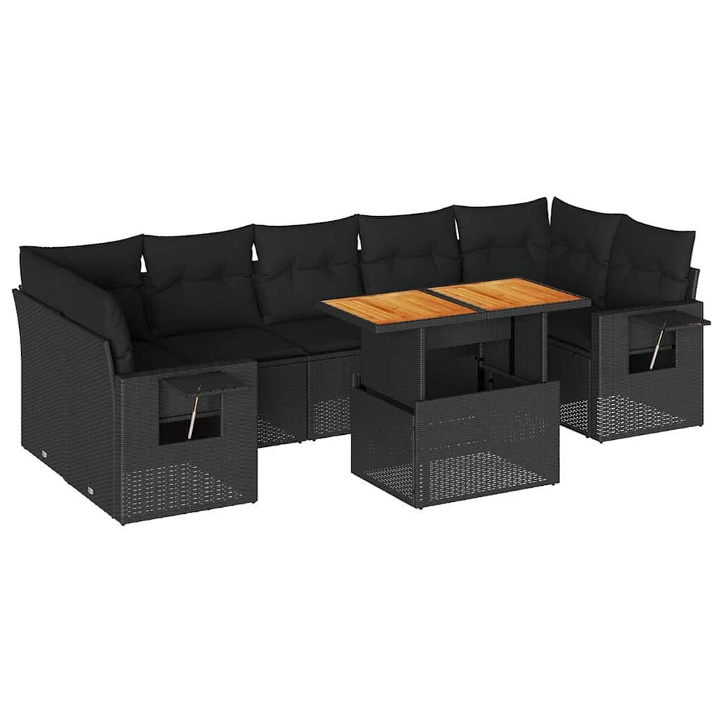 Thumbnail - vidaXL 8-tlg. Garten-Sofagarnitur mit Kissen Schwarz Poly Rattan
