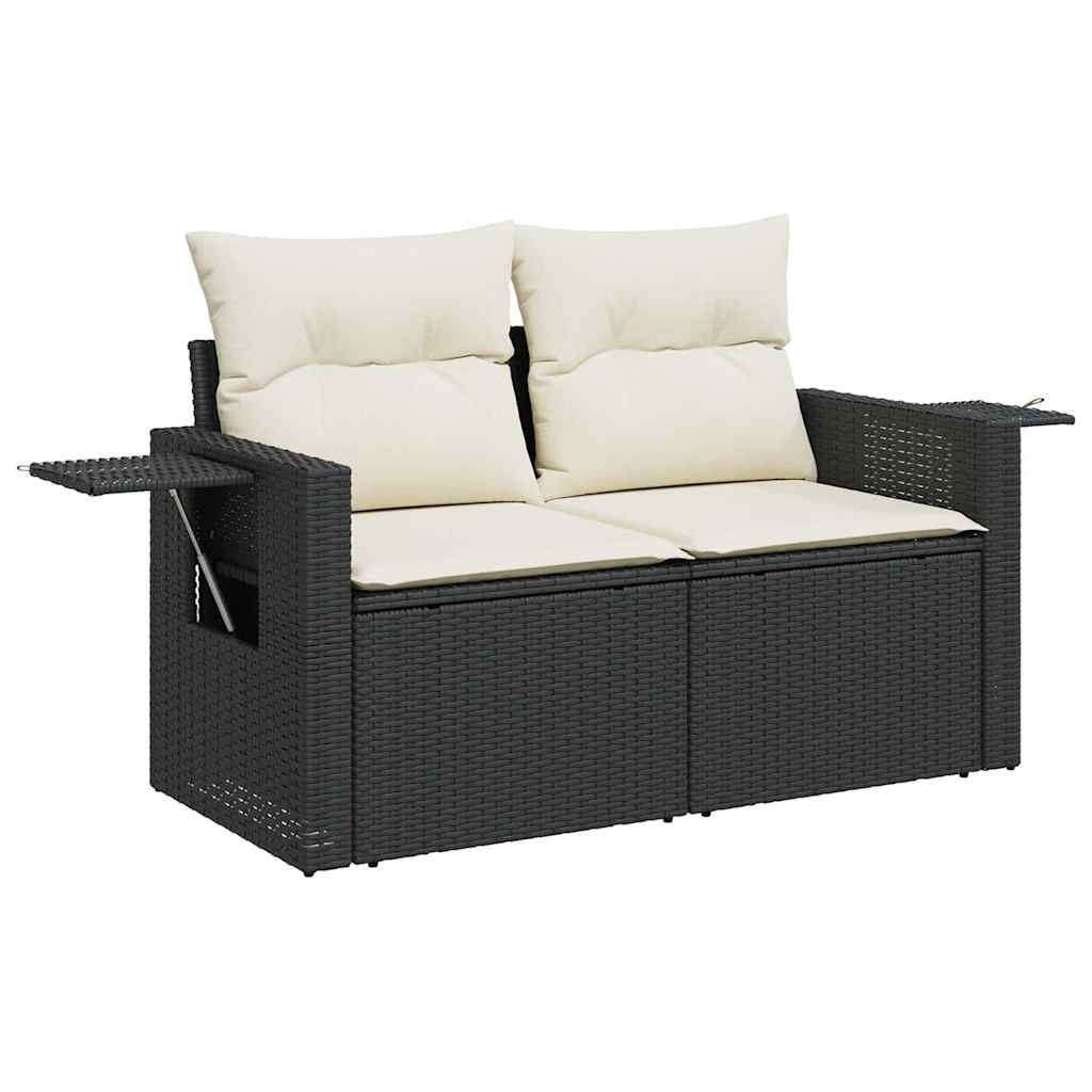 vidaXL 6-delige Loungeset met kussens poly rattan zwart afbeelding